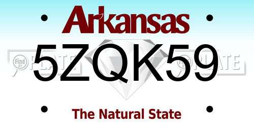 5ZQK59 Arkansas License Plate