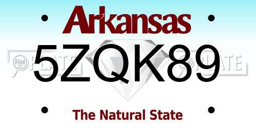 5ZQK89 Arkansas License Plate