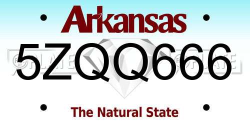 5ZQQ666 Arkansas License Plate