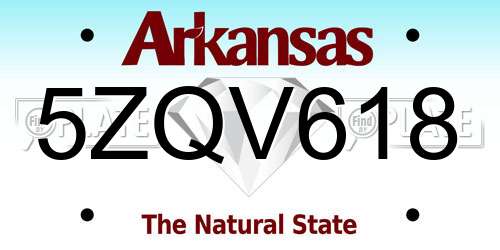 5ZQV618 Arkansas License Plate
