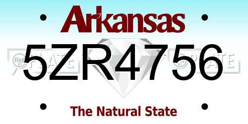 5ZR4756 Arkansas License Plate