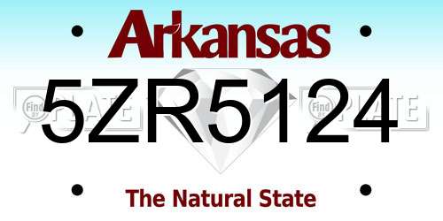 5ZR5124 Arkansas License Plate