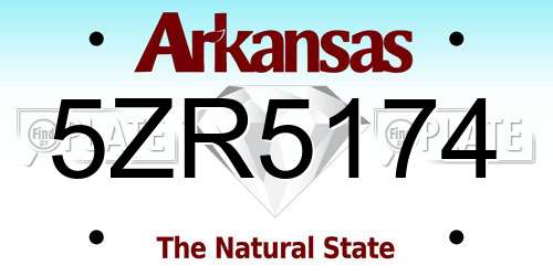 5ZR5174 Arkansas License Plate