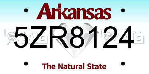 5ZR8124 Arkansas License Plate