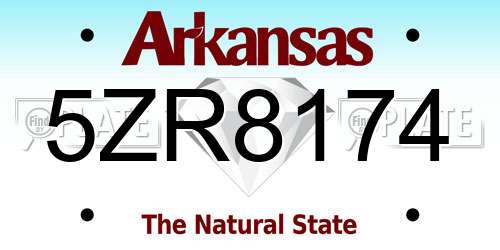 5ZR8174 Arkansas License Plate
