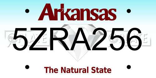 5ZRA256 Arkansas License Plate