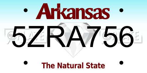 5ZRA756 Arkansas License Plate