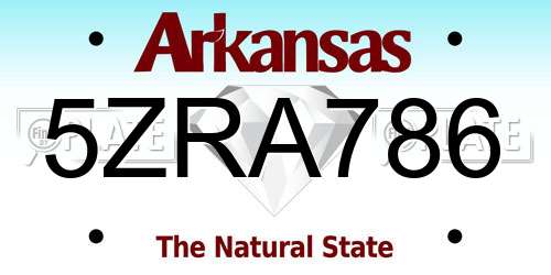 5ZRA786 Arkansas License Plate