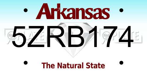 5ZRB174 Arkansas License Plate