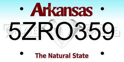5ZRO359 Arkansas License Plate