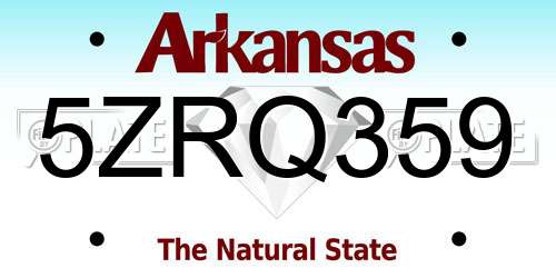 5ZRQ359 Arkansas License Plate