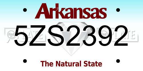 5ZS2392 Arkansas License Plate
