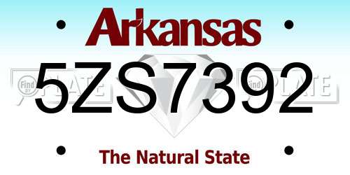 5ZS7392 Arkansas License Plate