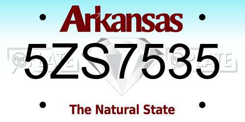 5ZS7535 Arkansas License Plate