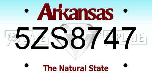 5ZS8747 Arkansas License Plate