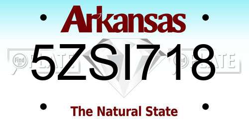 5ZSI718 Arkansas License Plate
