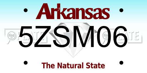 5ZSM06 Arkansas License Plate