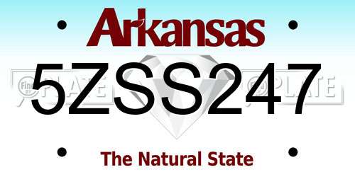 5ZSS247 Arkansas License Plate