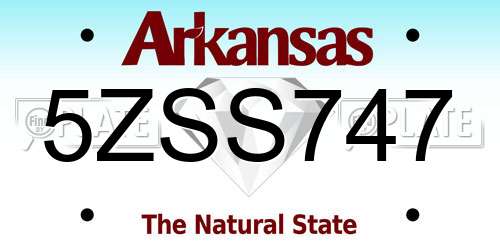 5ZSS747 Arkansas License Plate