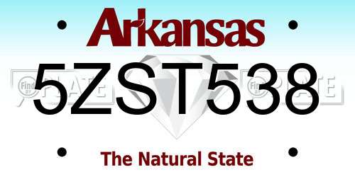 5ZST538 Arkansas License Plate