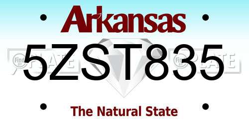 5ZST835 Arkansas License Plate