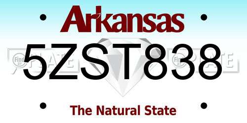 5ZST838 Arkansas License Plate