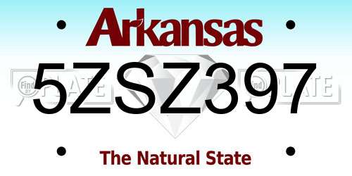 5ZSZ397 Arkansas License Plate