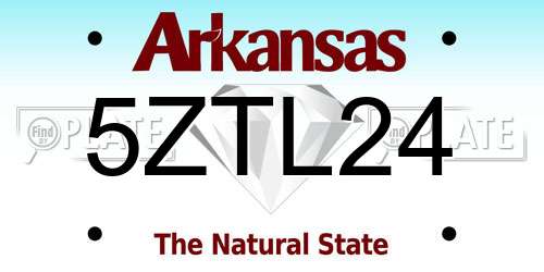 5ZTL24 Arkansas License Plate