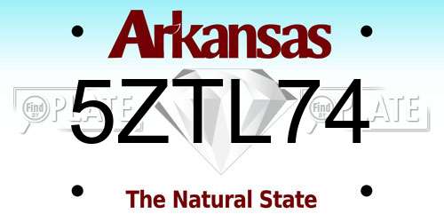 5ZTL74 Arkansas License Plate