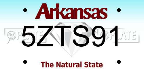 5ZTS91 Arkansas License Plate