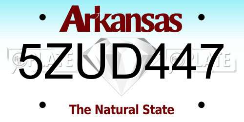 5ZUD447 Arkansas License Plate