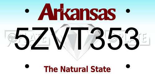 5ZVT353 Arkansas License Plate