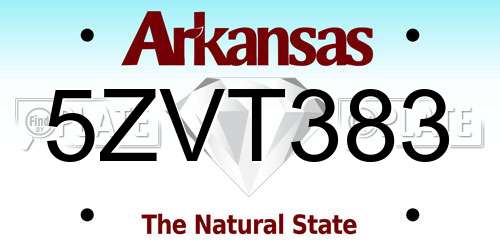 5ZVT383 Arkansas License Plate
