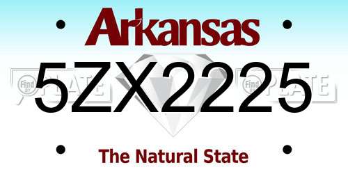 5ZX2225 Arkansas License Plate