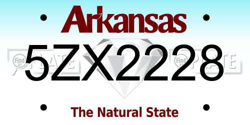 5ZX2228 Arkansas License Plate