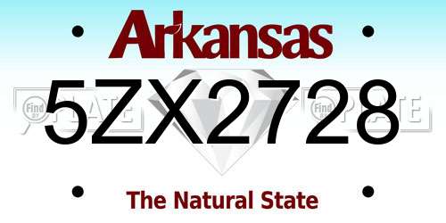 5ZX2728 Arkansas License Plate