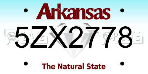 5ZX2778 Arkansas License Plate