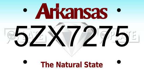 5ZX7275 Arkansas License Plate