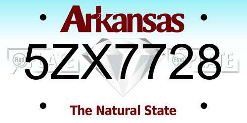 5ZX7728 Arkansas License Plate