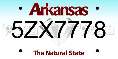 5ZX7778 Arkansas License Plate