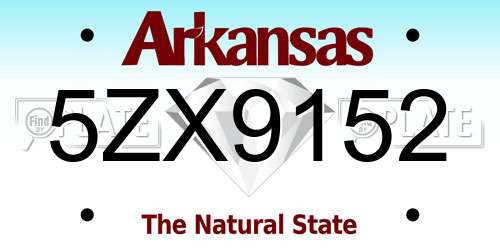 5ZX9152 Arkansas License Plate
