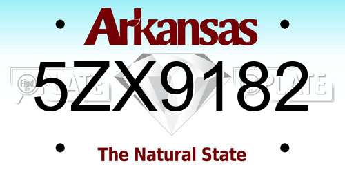 5ZX9182 Arkansas License Plate