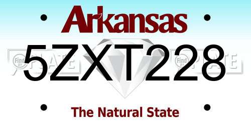 5ZXT228 Arkansas License Plate