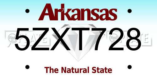 5ZXT728 Arkansas License Plate