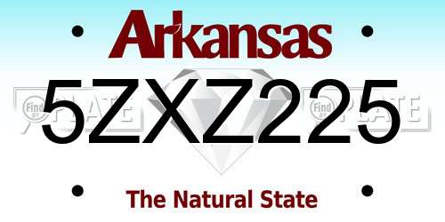 5ZXZ225 Arkansas License Plate