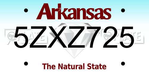 5ZXZ725 Arkansas License Plate
