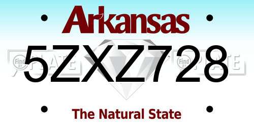 5ZXZ728 Arkansas License Plate
