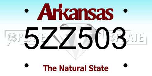 5ZZ503 Arkansas License Plate