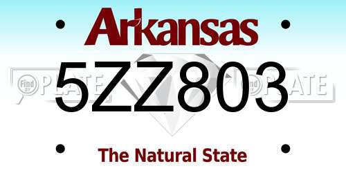 5ZZ803 Arkansas License Plate
