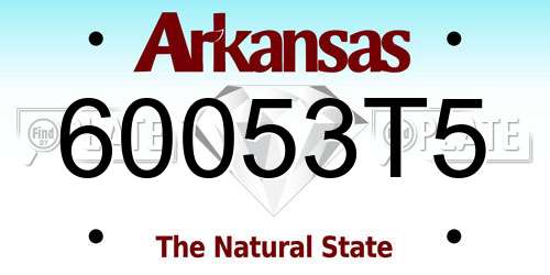 60053T5 Arkansas License Plate